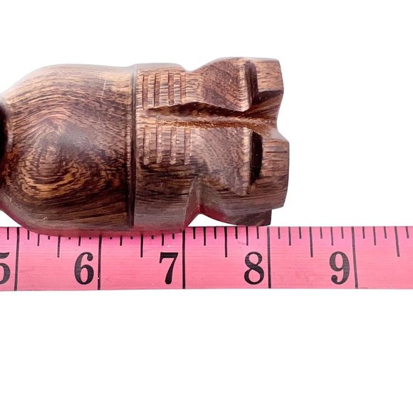 Set of 2 Wooden Statues 8 and 6 inch Tall Kneeling People with Headdress - Picture 6 of 11